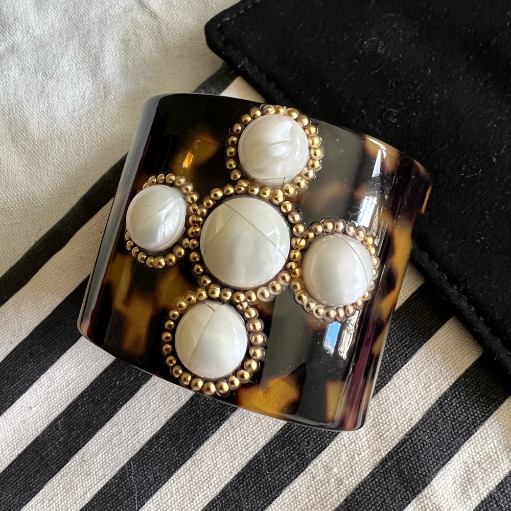 Wide tortoise cuff bracelet